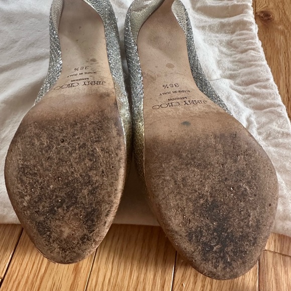 JIMMY CHOO GLITTER PEEP TOE PUMPS SZ 8.5 - Picture 10 of 16